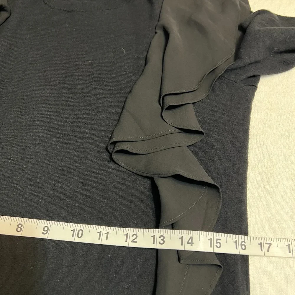 Lauren Ralph Lauren Women's Black Cardigan Dress Long Sleeve Ruffle Size M - Picture 7 of 9